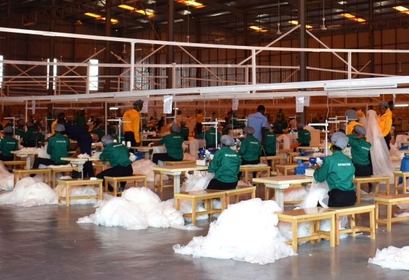 The mosquito net factory established in cooperation with the Rwandan government in 2019.